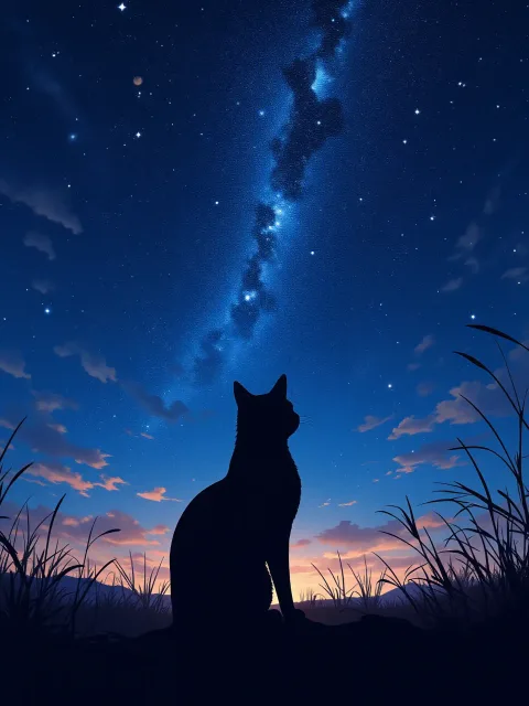 星降る夜空 猫