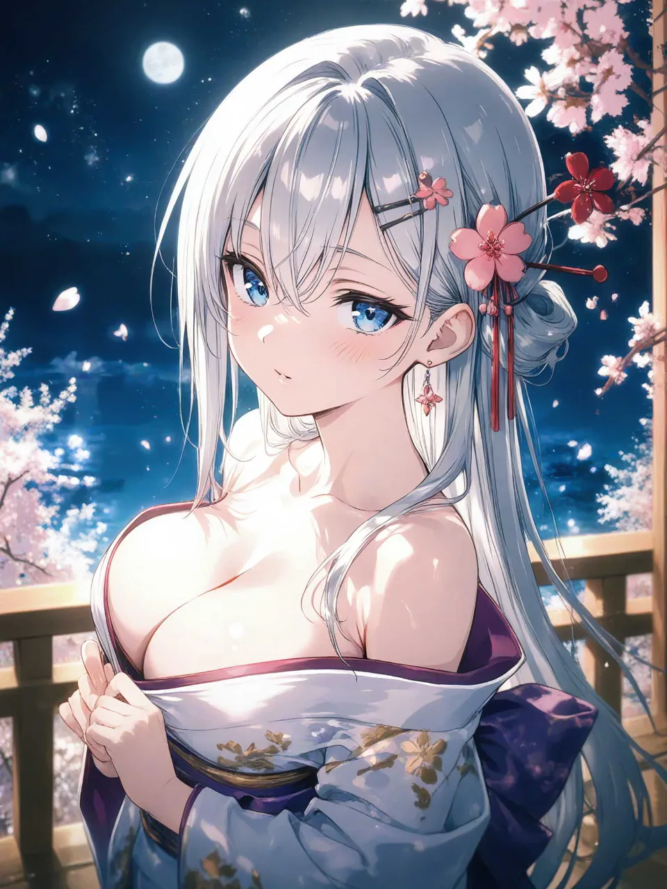 月明かりと着物