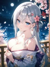 月明かりと着物