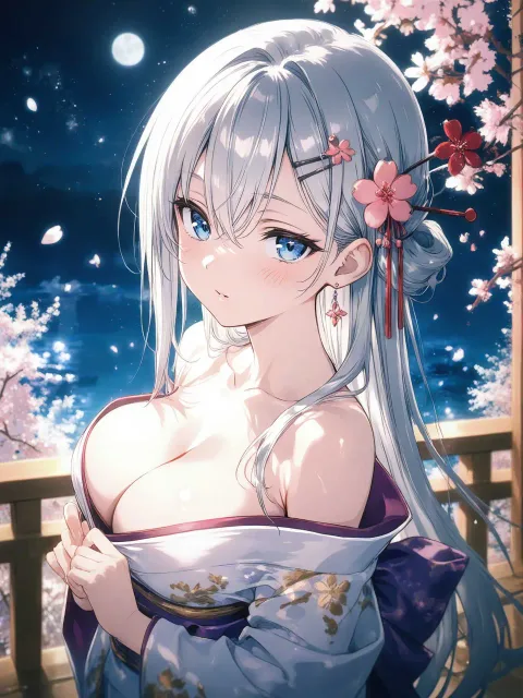 月明かりと着物
