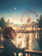 夕暮れの遊園地