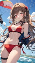 パラグライダーを楽しむ女の子
