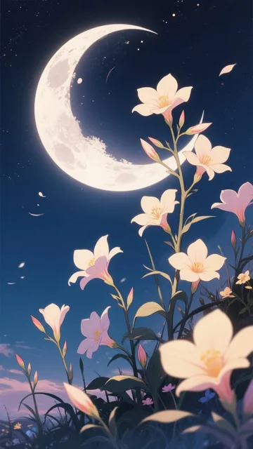 月夜の月見草