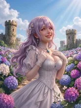 美女と紫陽花