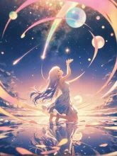 流星と遊ぶ星の巫女。