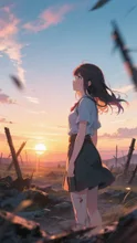 戦場跡に沈む優しい夕陽