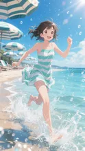 水しぶき×ストライプ反射