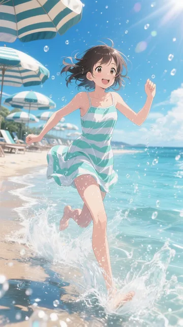 水しぶき×ストライプ反射