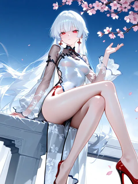 1girl sitting cross-legged… - 立ち姿 vs 座り姿