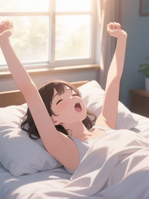寝起きのすっぴん肌。