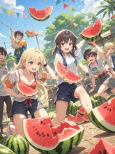 スイカ割りだー