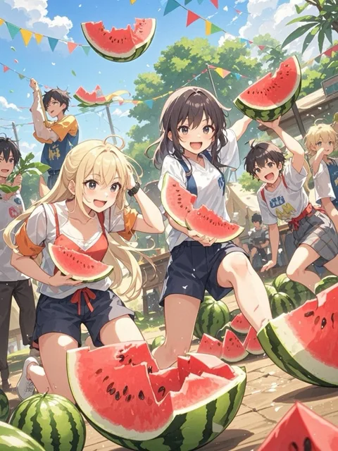 スイカ割りだー