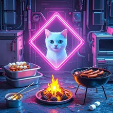 白い子猫のディナータイム