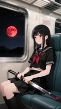 黒髪娘💕電車に揺られて、、、