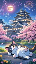 猫、弘前城