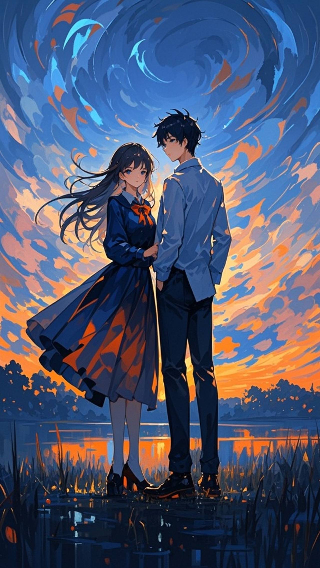 two figures against the sky