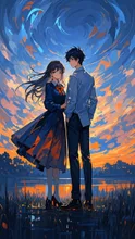 two figures against the sky