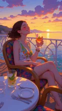 生成チャレンジ第162弾·夕日に染まる の投稿作品