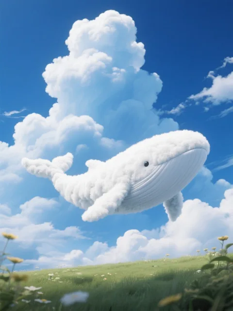 青空にクジラの雲が!
