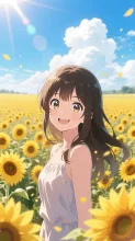 向日葵畑の少女·夏空とひまわり の投稿作品