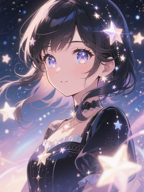きらめきガール、星の光、幻想的な空気、ロマンチックな雰囲気