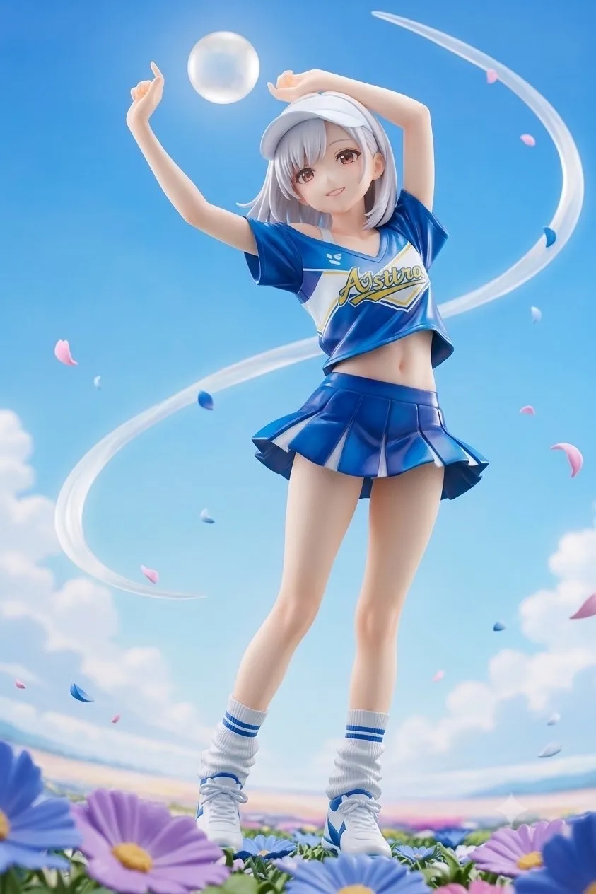 風と花吹雪とチアガール…フィギュア…白