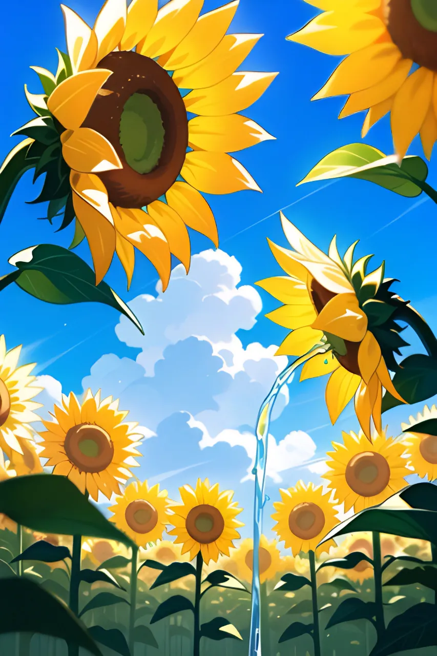 背景…向日葵畑の少女…🌻