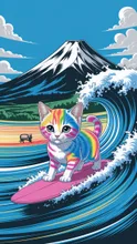 虹色子猫の波乗り