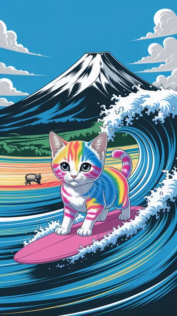 虹色子猫の波乗り