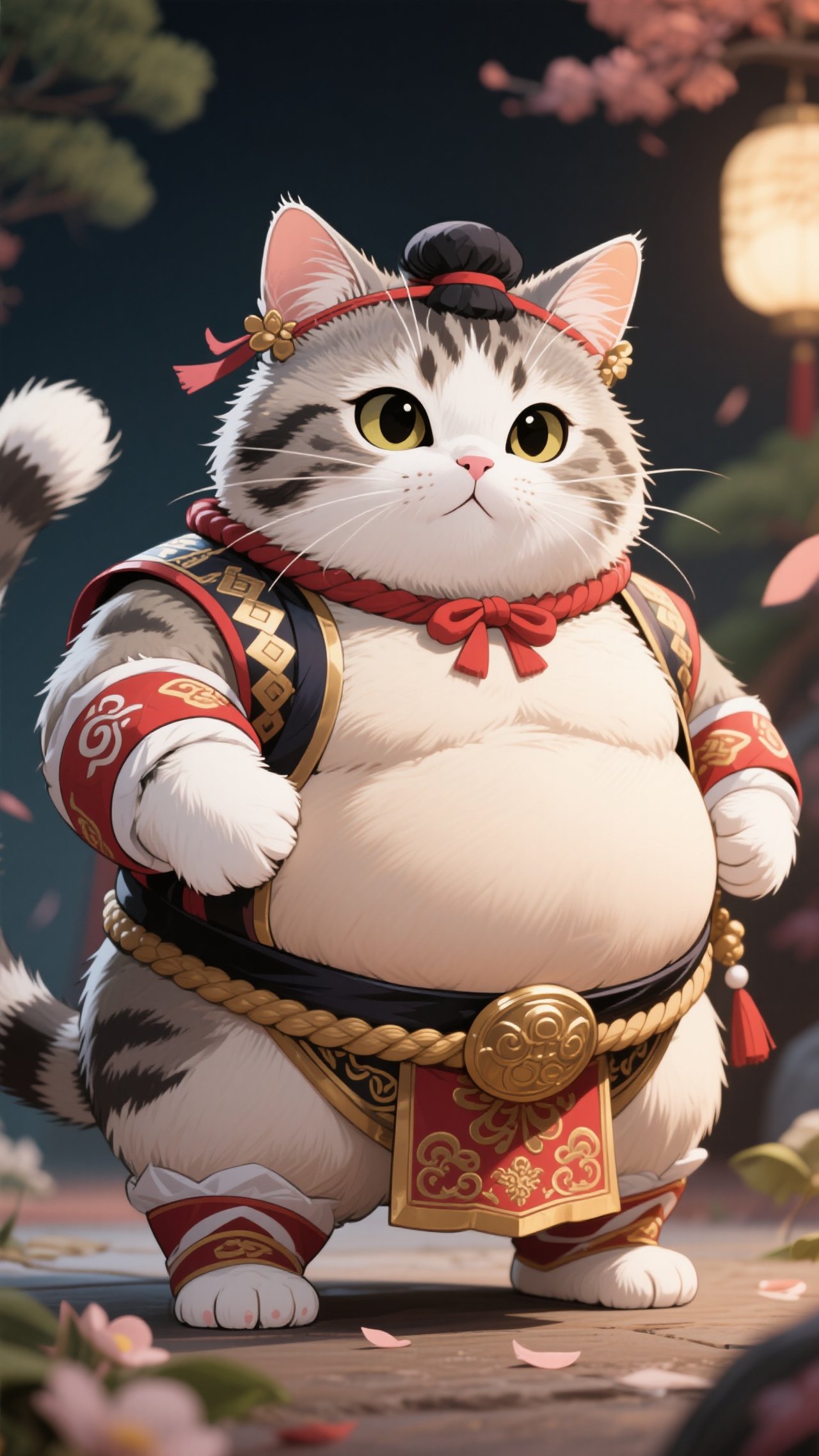 力士の格好をしている猫