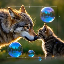 狼と子猫で鼻キッス！