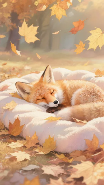 美しい紅葉が舞い落ちる秋の日 - 画像生成チャレンジ