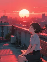 屋上の夕焼け🌅夕陽になにを思う…