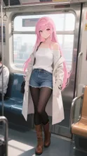 ピンク髪娘💕電車に乗ってデートの待合せ場所まで❤️