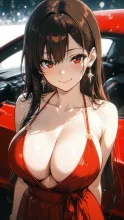 スーパーカー·真紅の車体に寄り添う の投稿作品