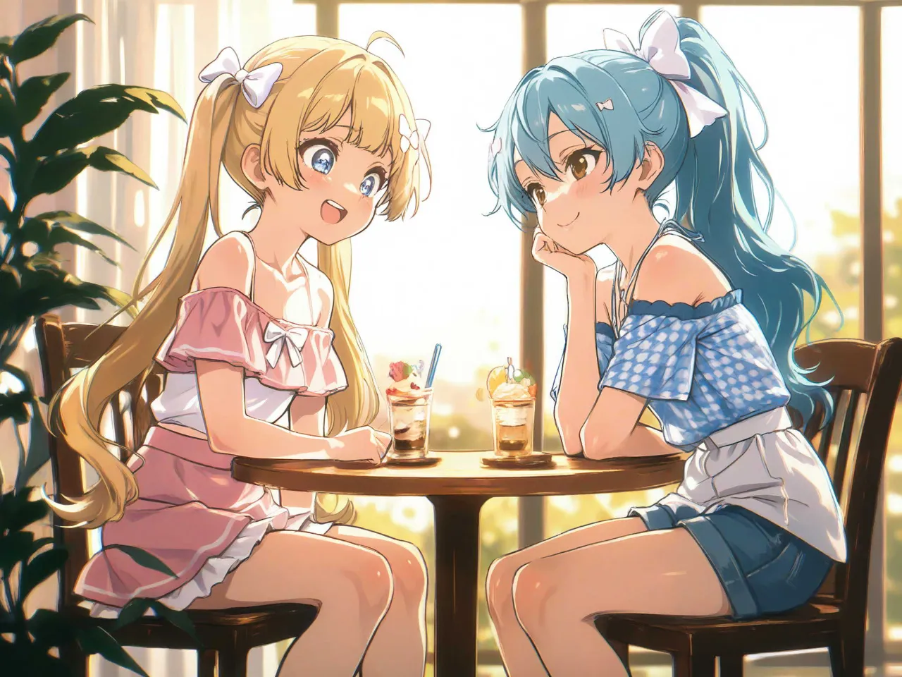 カフェの2人 — フジなすさんのAIイラスト