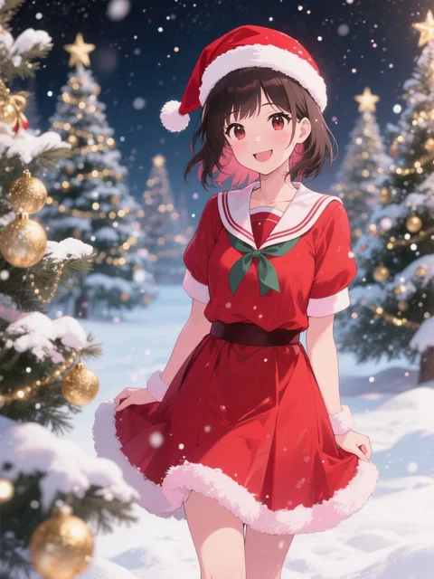 サンタのコスプレする女の子