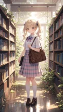 A Vintage Schoolgirl in the Library