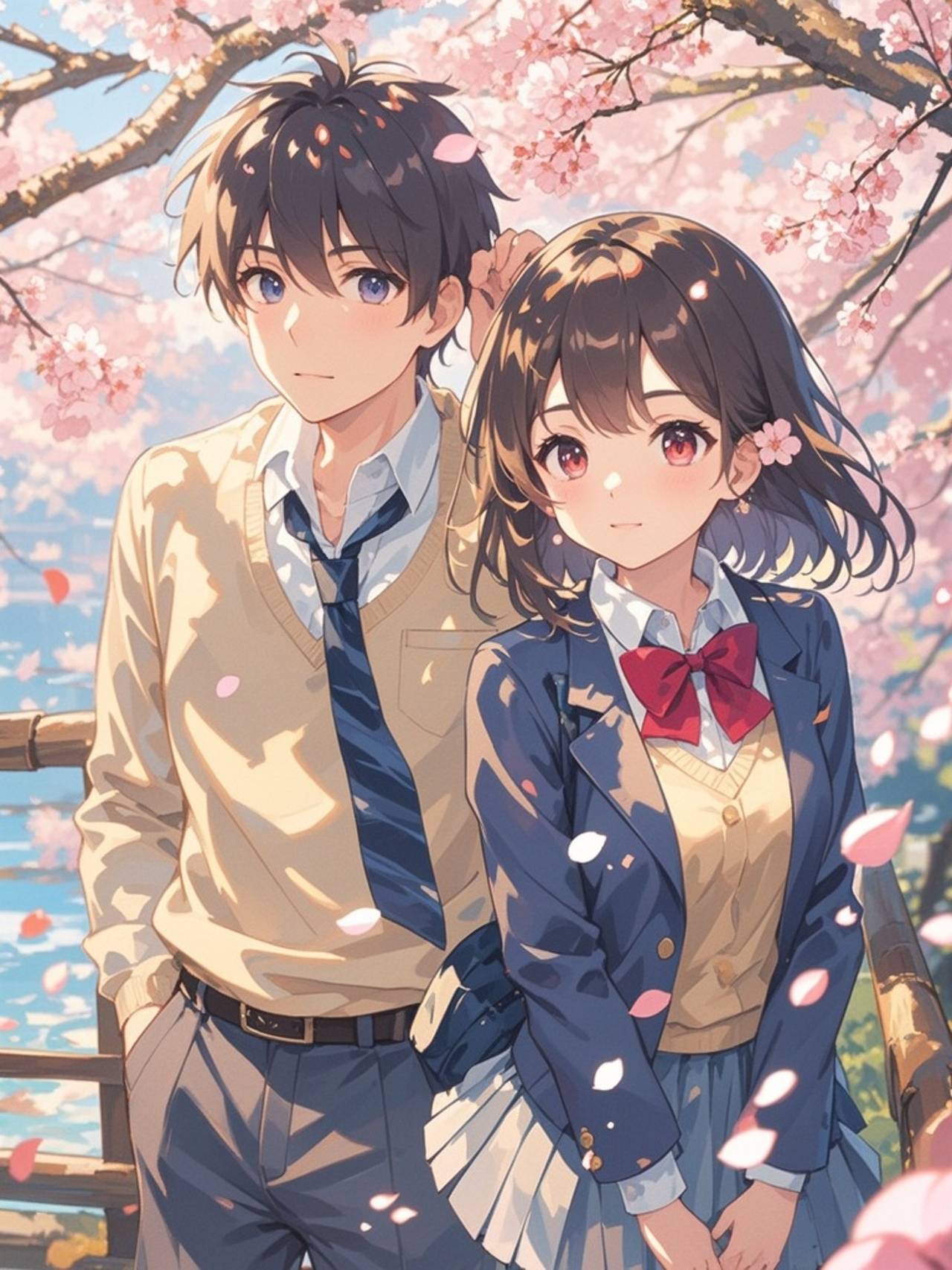 Under the cherry tree.