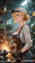 A skilled female lathe operator