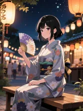 夕涼みの浴衣