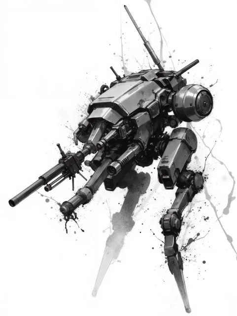 メタルギアREX、ロボット、二足歩行、右側にレドーム - 背中全部