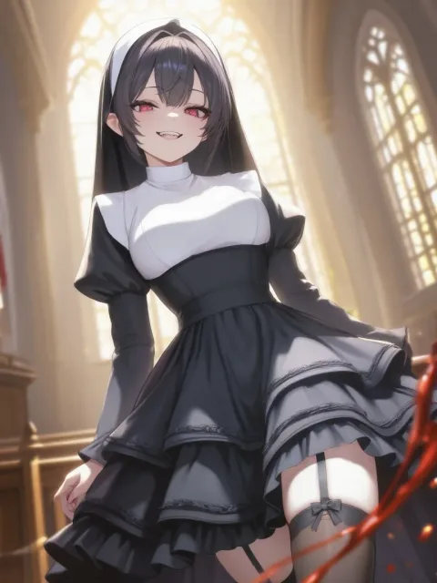 シスター、朝の教会 - 巫女 vs シスター