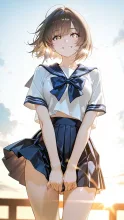風になびくセーラー服