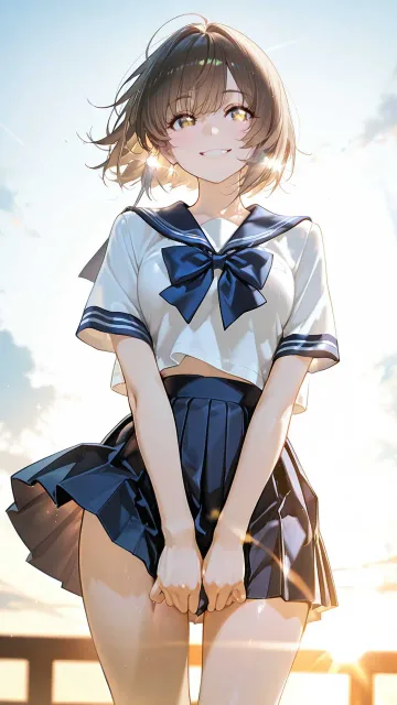風になびくセーラー服