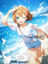 リネンシャツの稚奈。