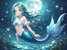 月夜に舞う(泳ぐ)人魚