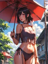濡れても平気な姿の紅夜さんと子うさぎ