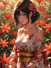 彼岸花と子うさぎと紅夜さん