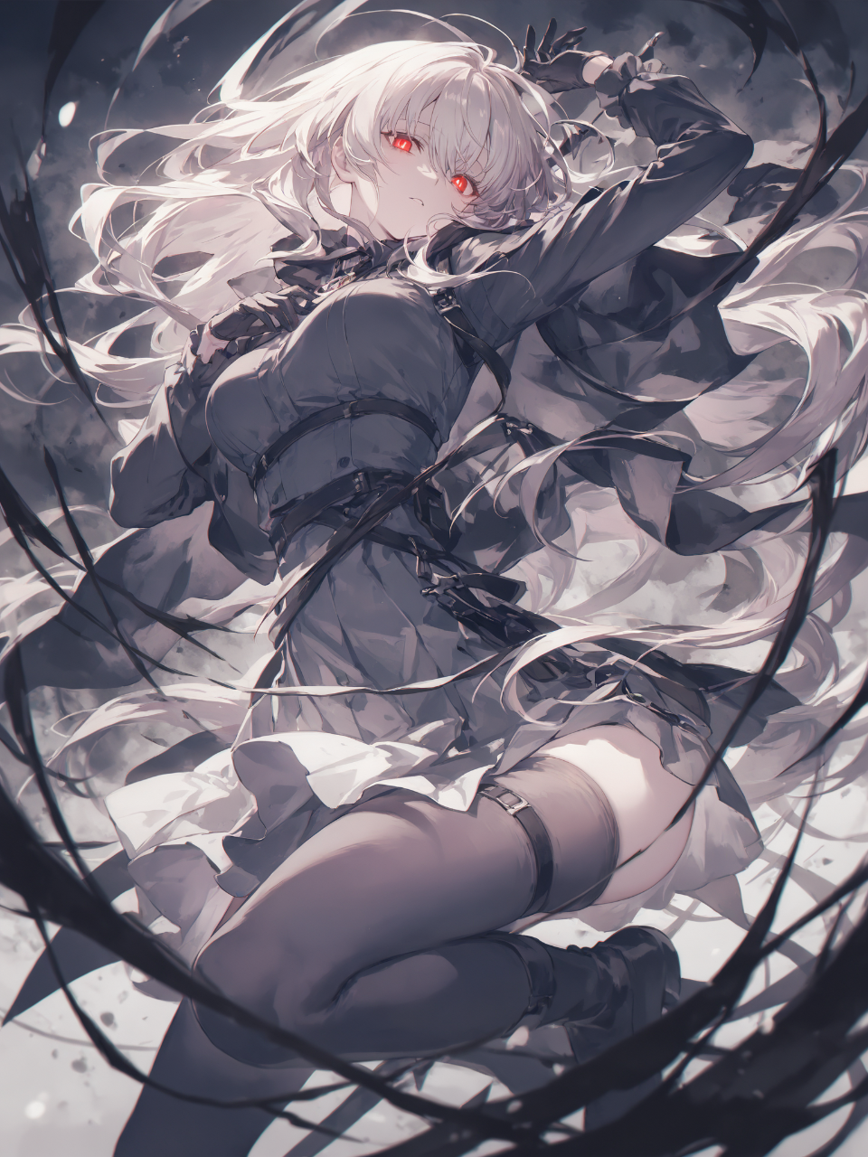 真黒なスカート姿 — V豚さんのAIイラスト